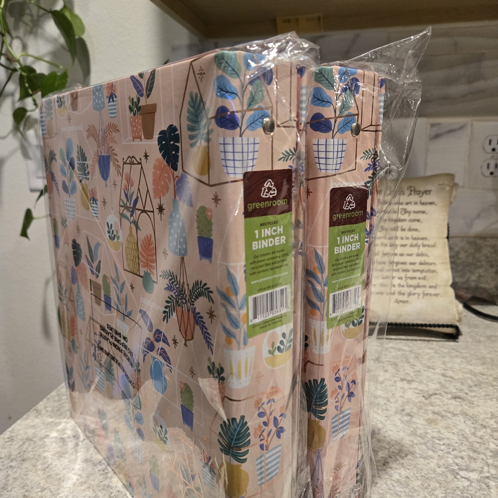 Pink Floral Office Binders with Protective Cover